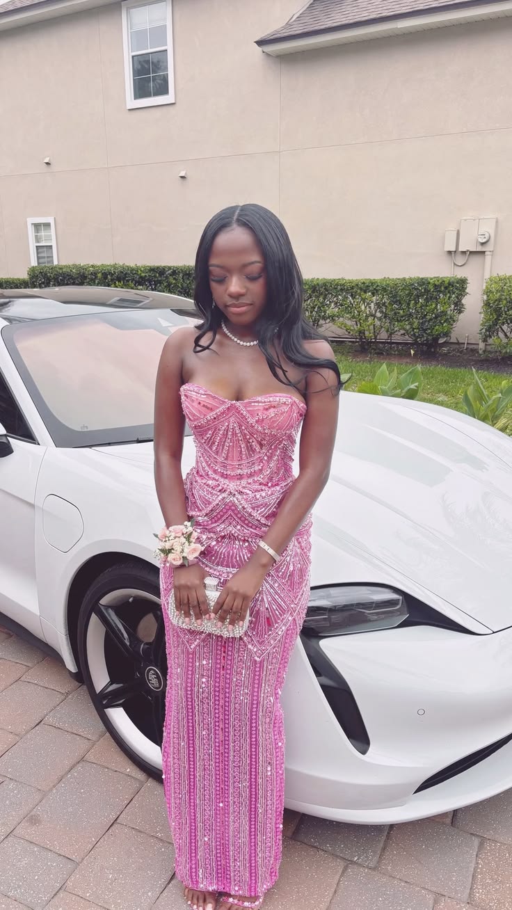 Sparkly Prom Dresses Mermaid Sweetheart Pink Sequin Sparkle Red Carpet Evening Gown For Black Women Girls N4047