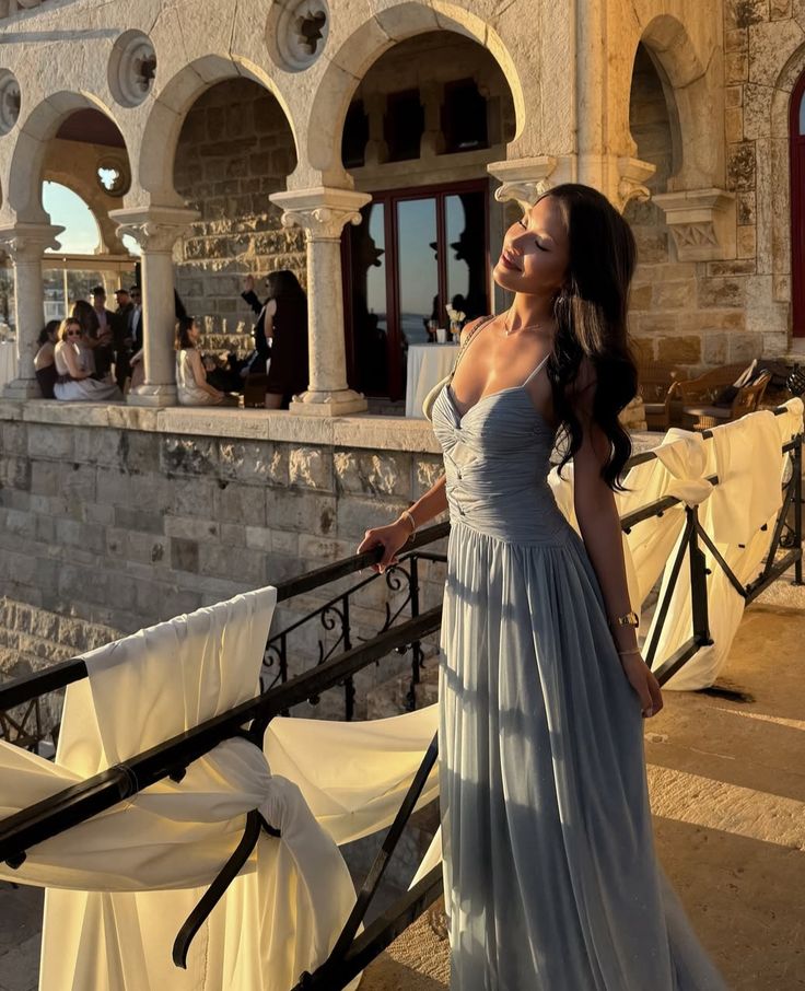 Simple A line Spaghetti Strap Light Sky Blue Chiffon Prom Dresses For Teens Formal Dress Party Outfits Prom Gowns AB1053