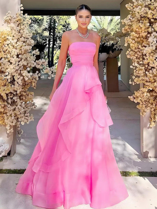 Elegant Ball Gown Strapless Dusty Orange Tulle Evening Women Party Dresses Long Formal Prom Dress 16 Birthday Gown AB1291