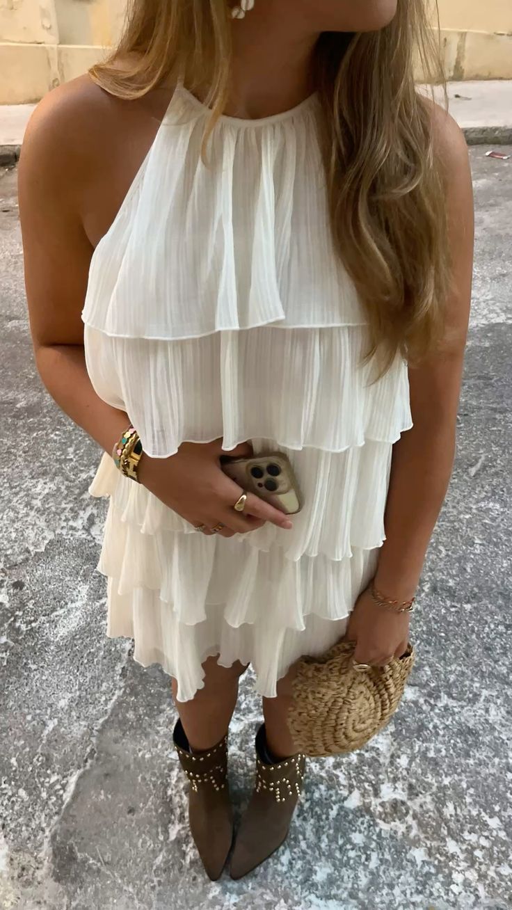 Simple A line Halter White Birthday Outfits Mini Party Gown inspo Short Cocktail Hoco Dresses RB6070