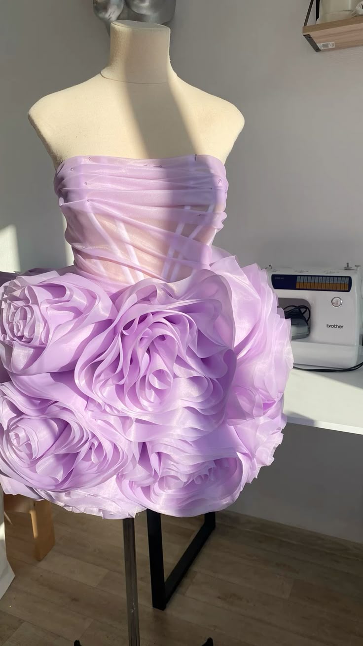 Trendy Ball Gown Strapless Lilac Tulle Short Night In Rio Inspo Hoco Dress Ideas Homecoming Dresses RB4069