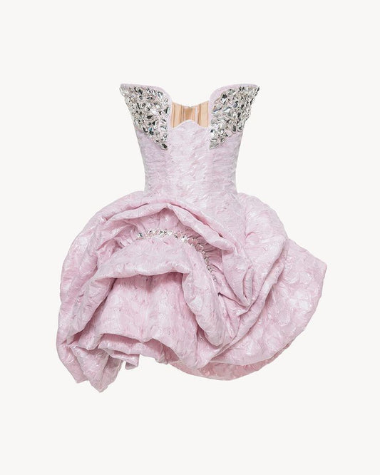 Lovely Ball Gown Hoco & Homecoming Dress Sweetheart Pink With Crystals Short Party Dresses RB6446