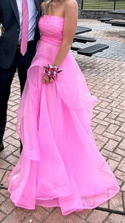 Elegant Ball Gown Strapless Dusty Orange Tulle Evening Women Party Dresses Long Formal Prom Dress 16 Birthday Gown AB1291