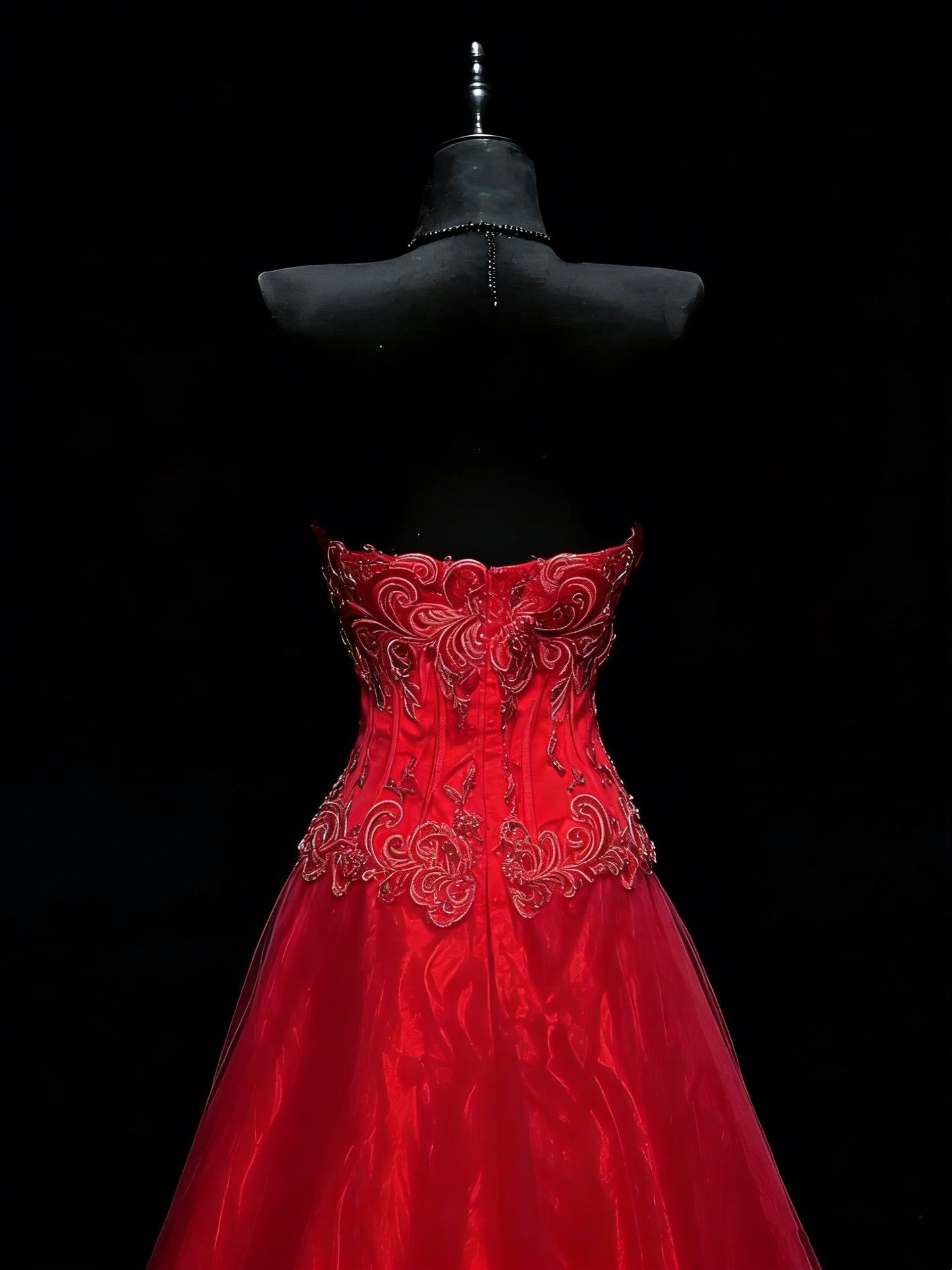 Elegant Ball Gown Sweetheart Red Tulle With Cape Beadings Floor Length Inspiration Long Prom Dresses N1196