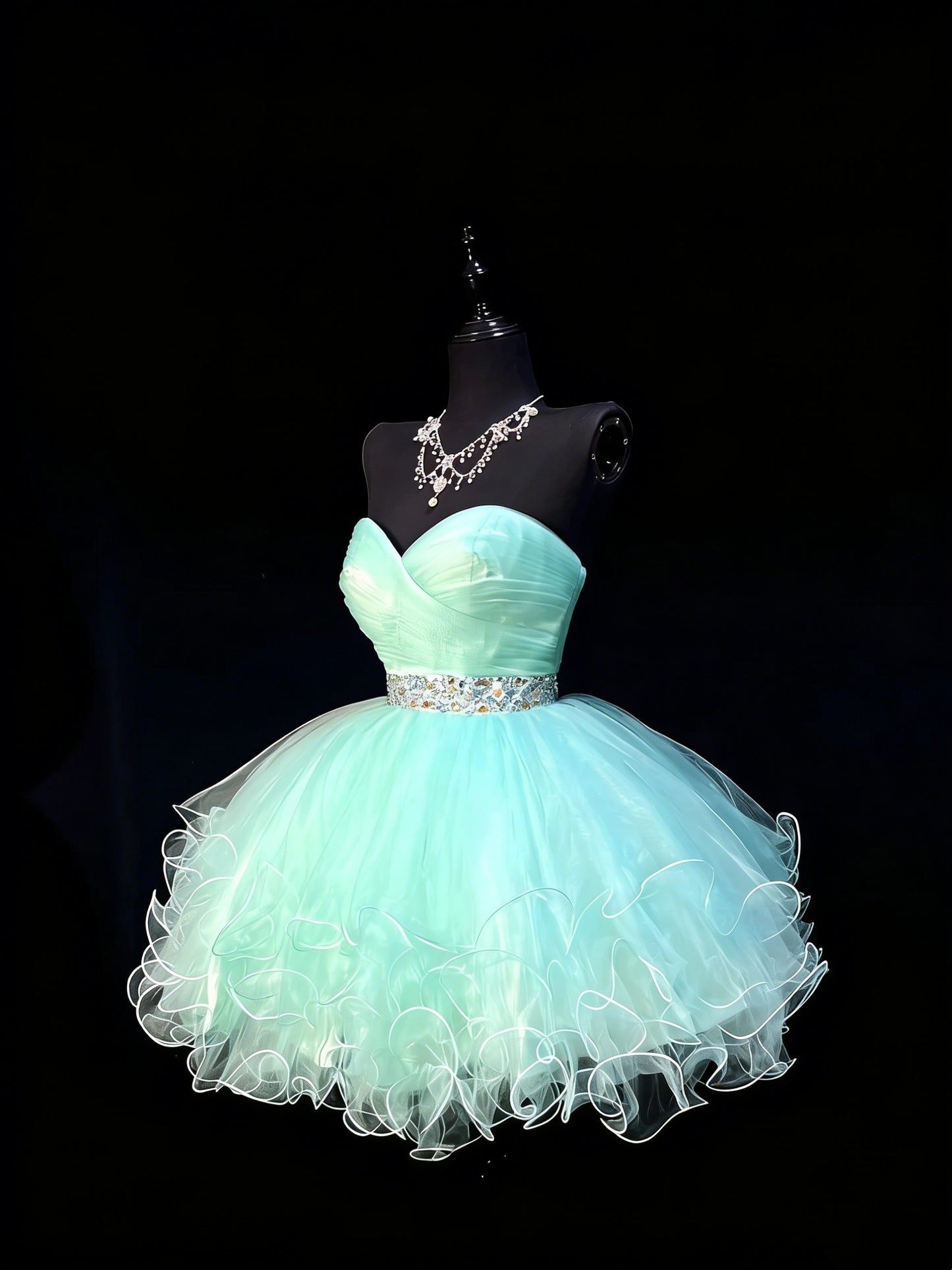Cute Ball Gown Sweetheart Light Sky Blue Tulle Short Hoco Outfits Middle School Homecoming Dresses Cocktail Gown N1179