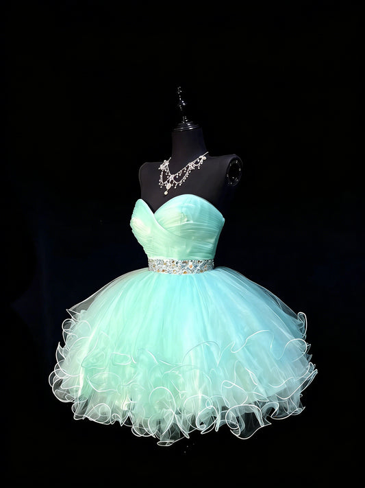 Cute Ball Gown Sweetheart Light Sky Blue Tulle Short Hoco Outfits Middle School Homecoming Dresses Cocktail Gown N1179
