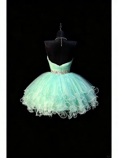 Cute Ball Gown Sweetheart Light Sky Blue Tulle Short Hoco Outfits Middle School Homecoming Dresses Cocktail Gown N1179