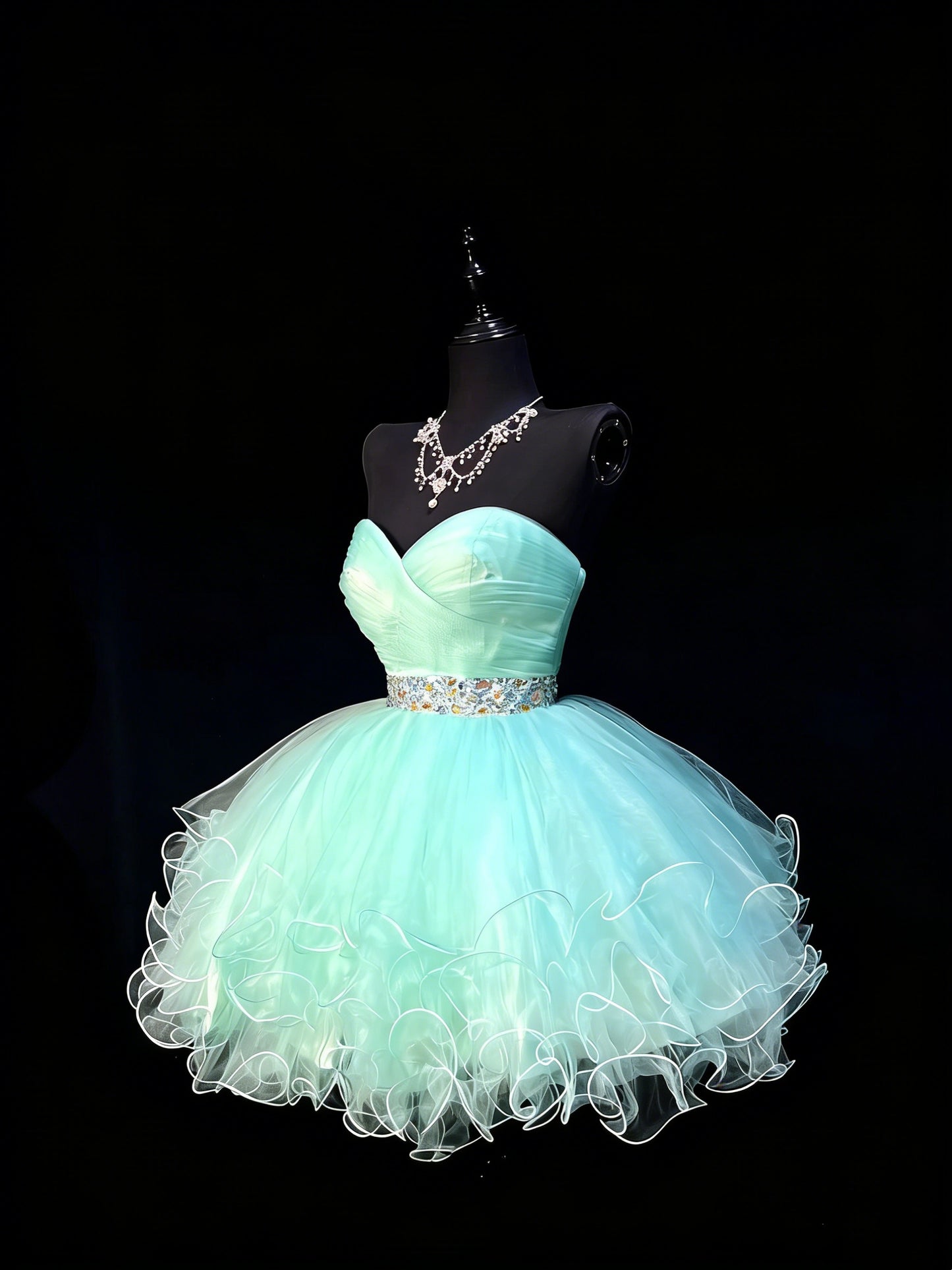 Cute Ball Gown Sweetheart Light Sky Blue Tulle Short Hoco Outfits Middle School Homecoming Dresses Cocktail Gown N1179