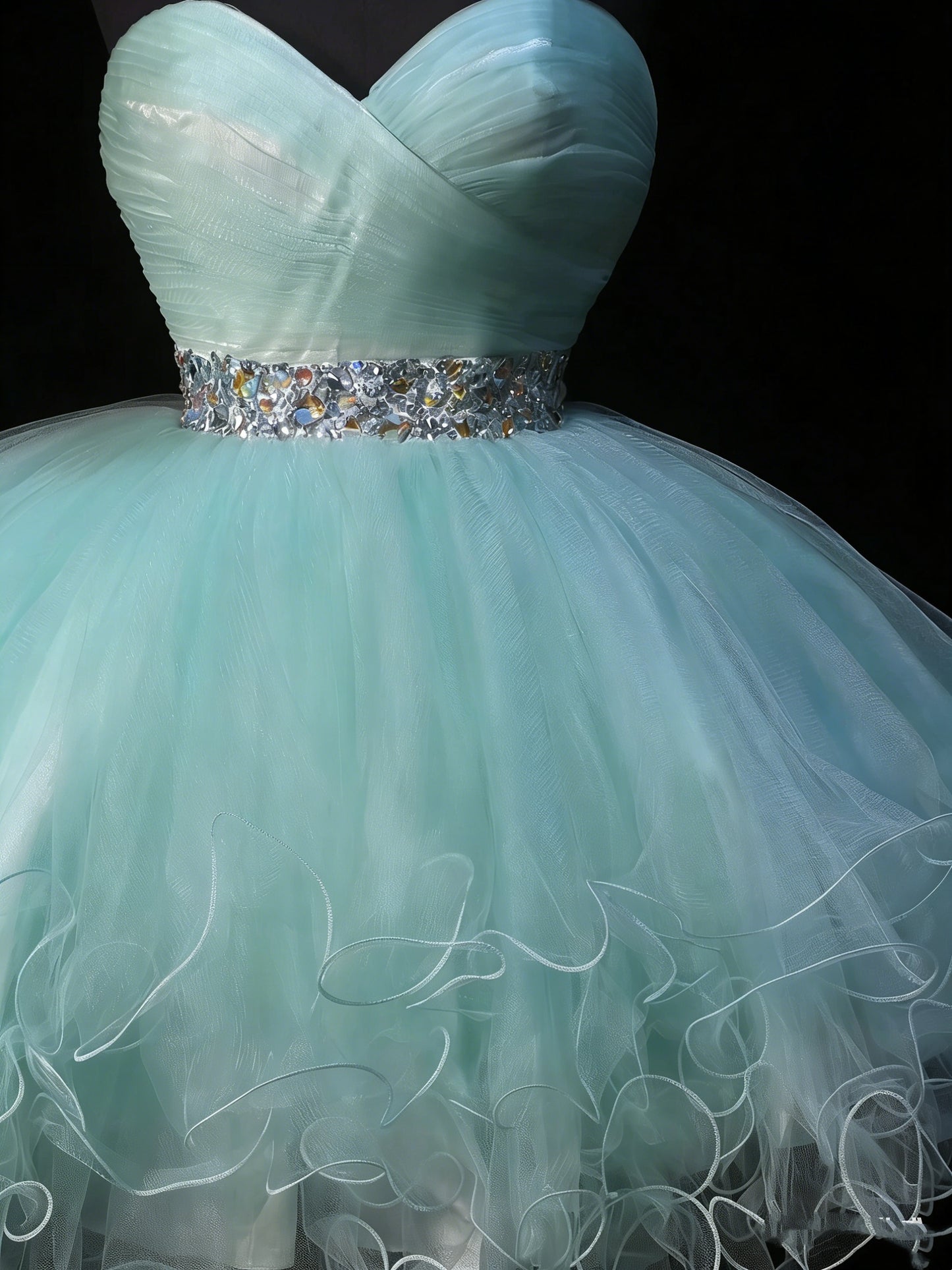 Cute Ball Gown Sweetheart Light Sky Blue Tulle Short Hoco Outfits Middle School Homecoming Dresses Cocktail Gown N1179