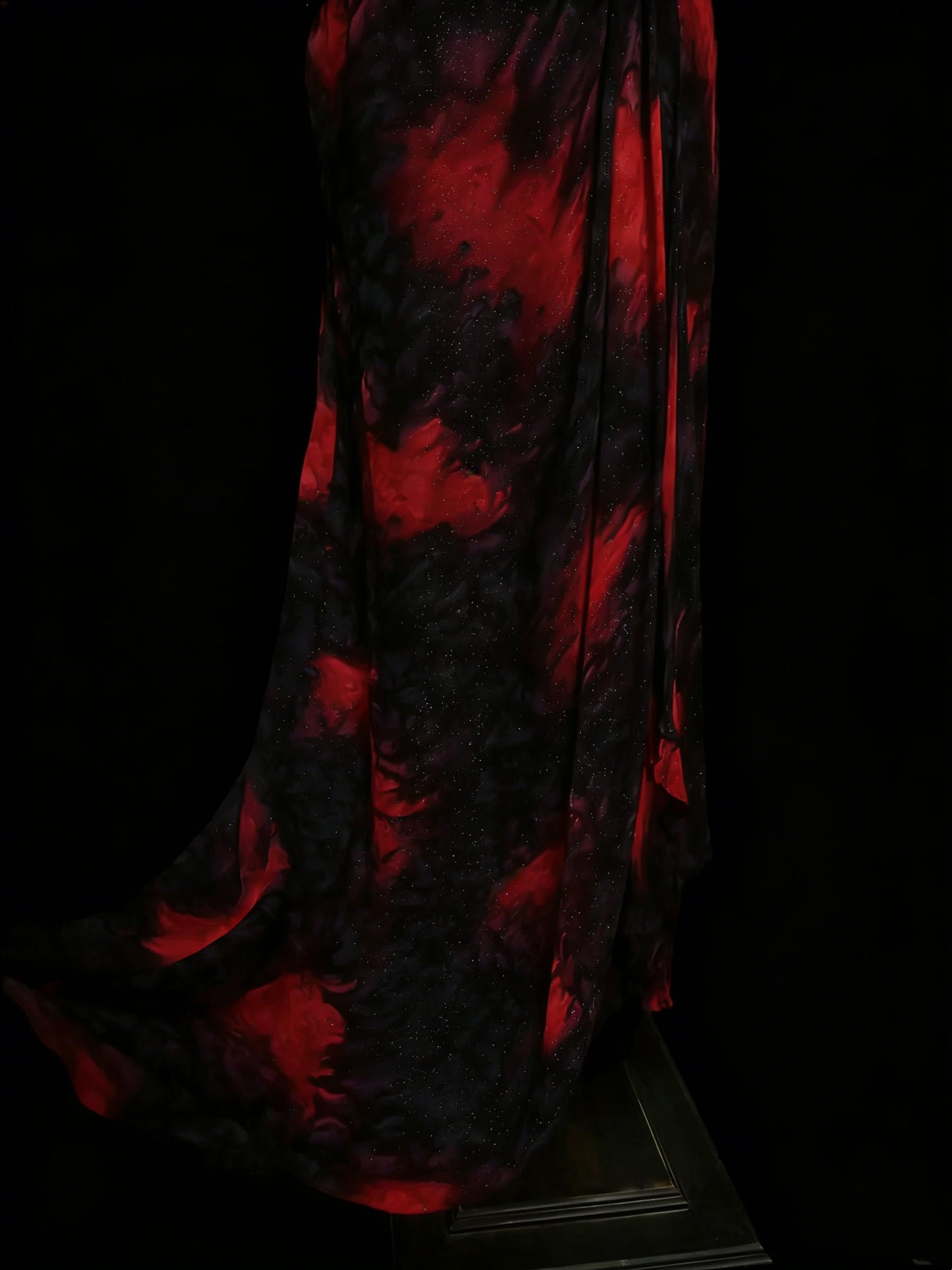 Modest Mermaid Sweetheart Black Red Floral Chiffon Beaded Senior 80s Prom Dresses High School Long Formal Dress N1338