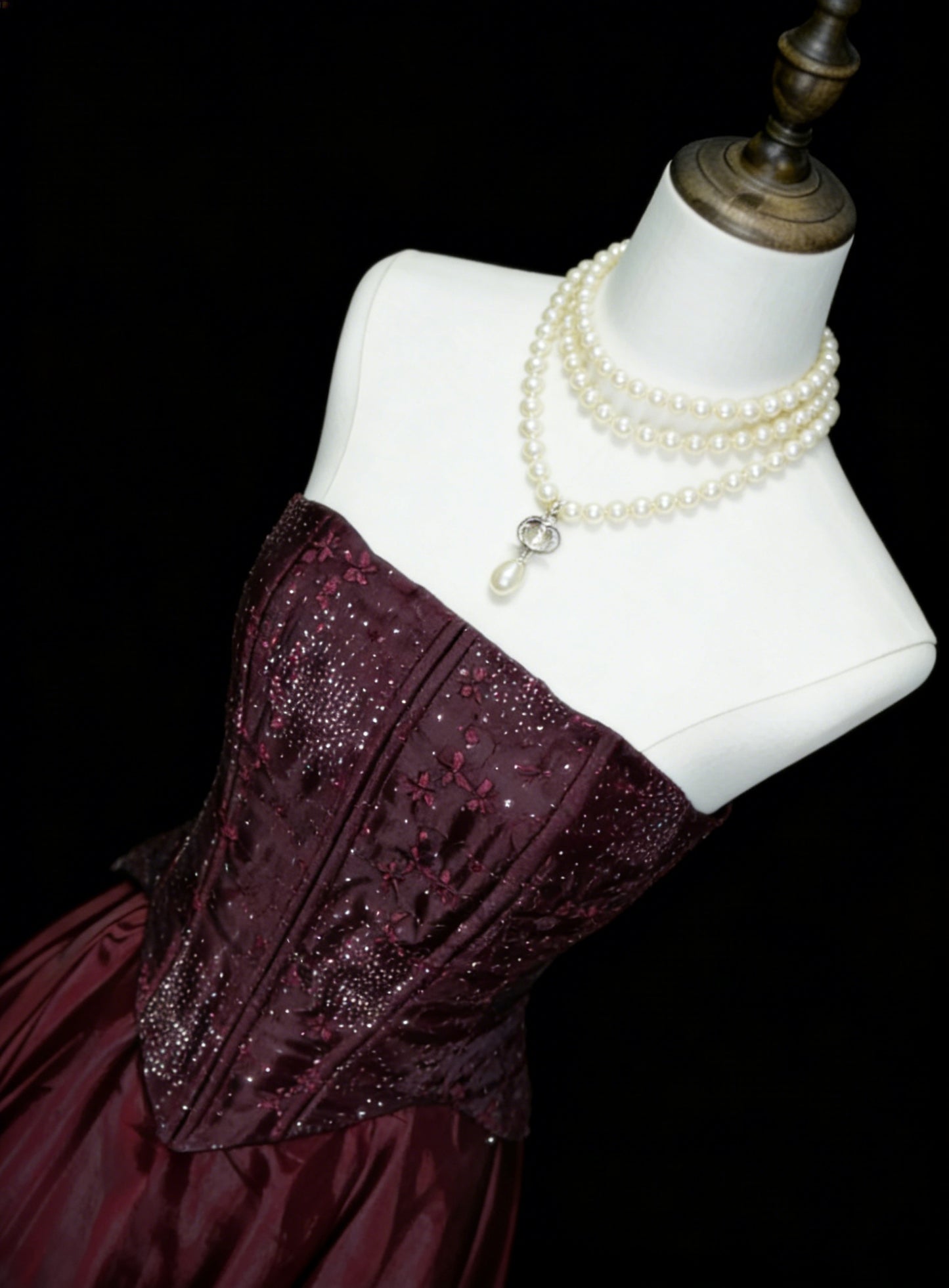 Vintage Prom Dresses Aesthetic 1950s Retro A line Strapless Burgundy Long Party Dress N2126