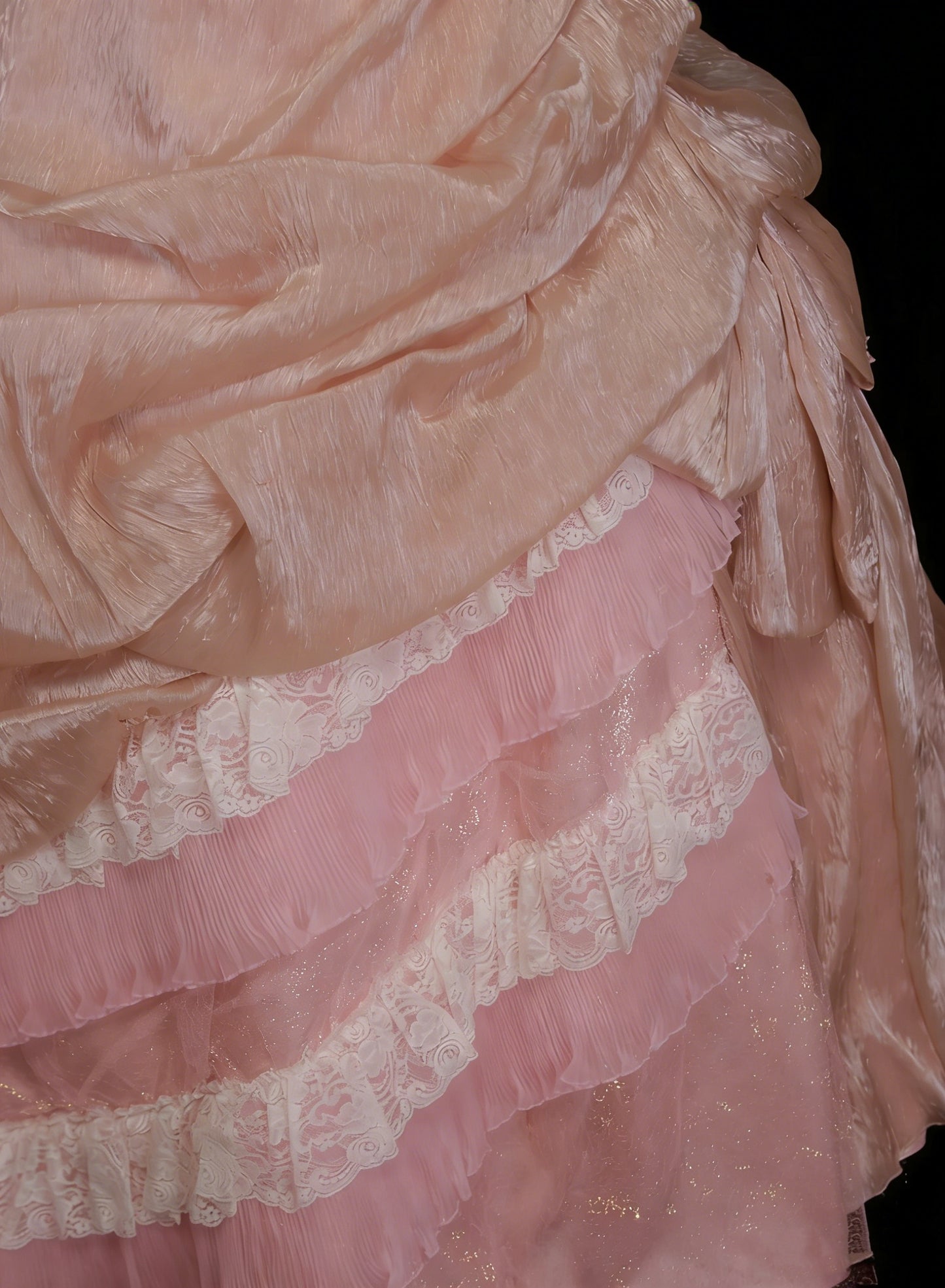 Cute Ball Gown Strapless Blush Pink With Ruffles Long Party Gowns Prom Dresses N2127