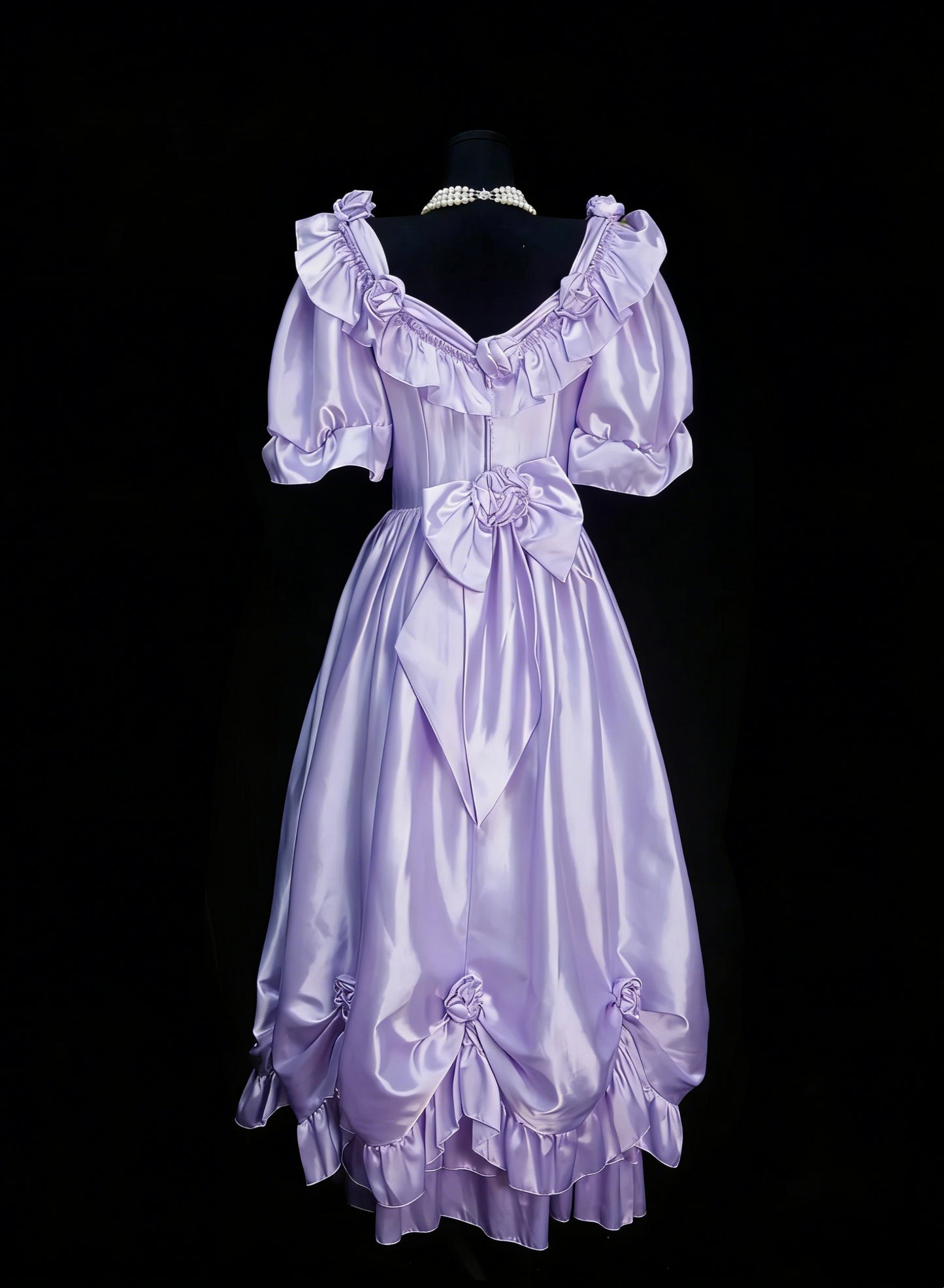 Vintage Prom Dresses Aesthetic 1950s Retro A line Lilac Mid Length Satin Party Dress N2128
