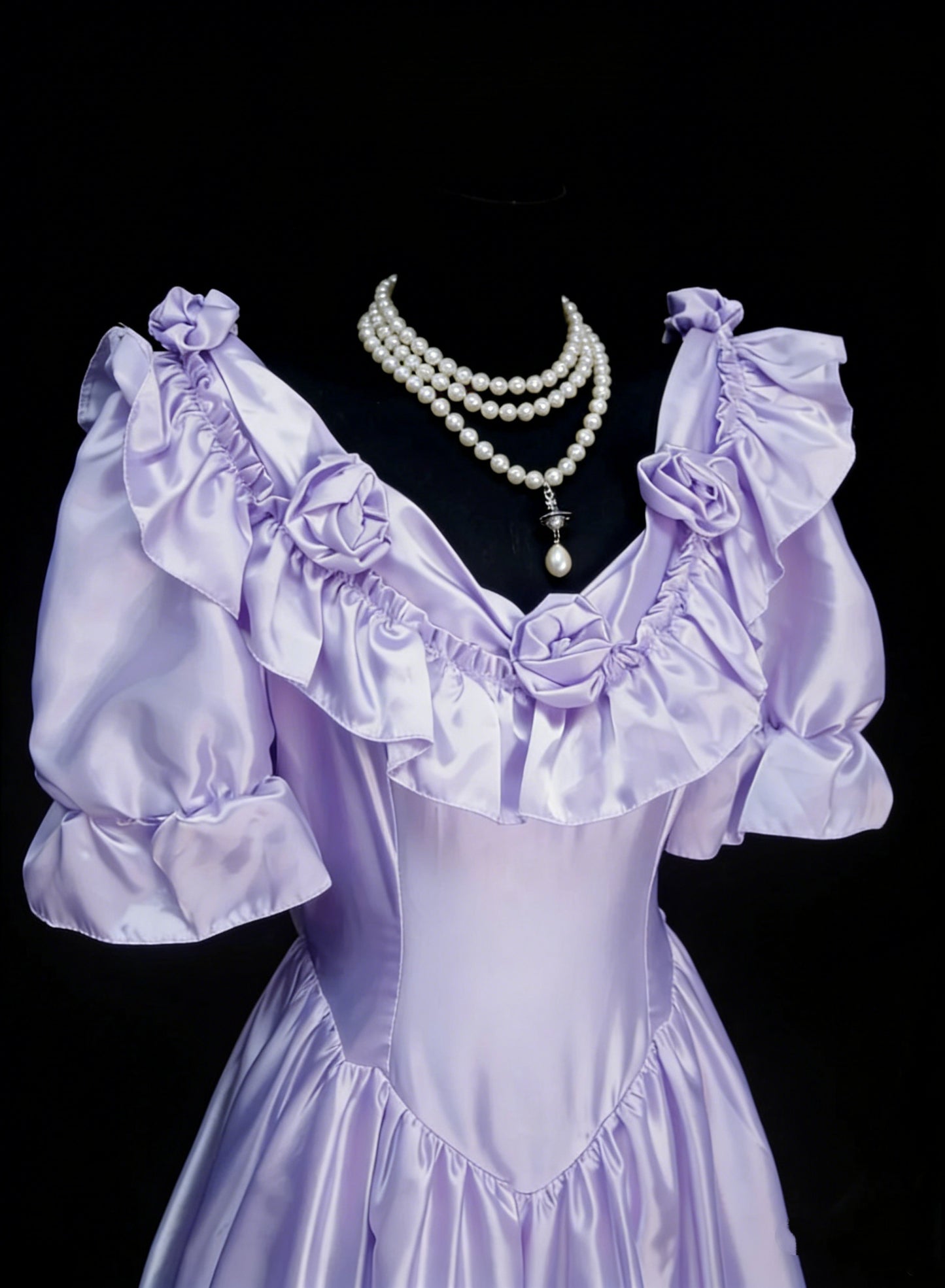 Vintage Prom Dresses Aesthetic 1950s Retro A line Lilac Mid Length Satin Party Dress N2128