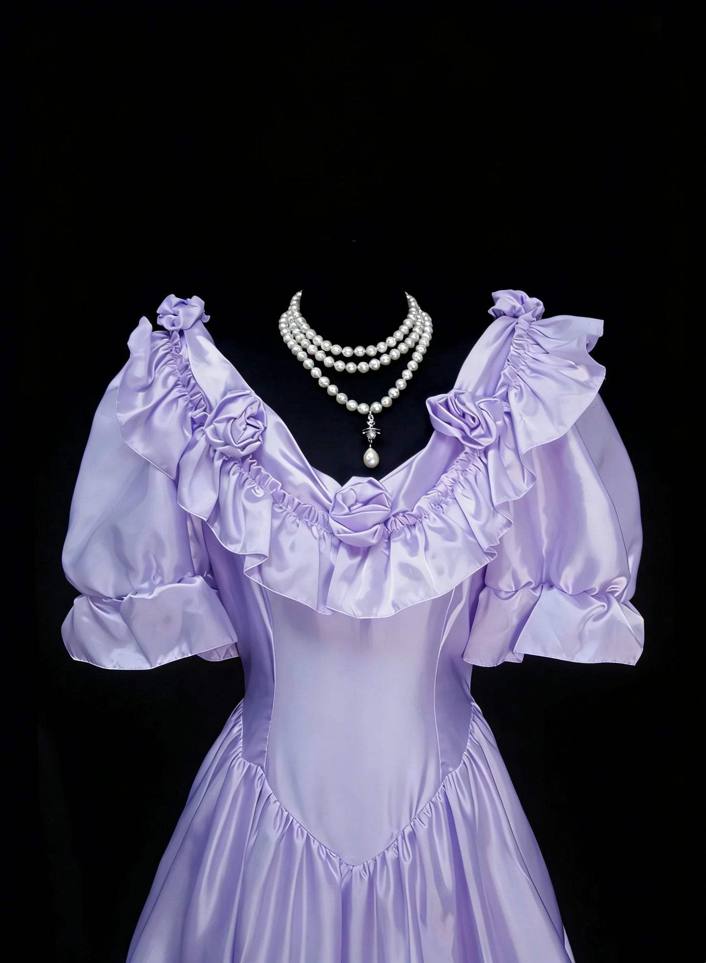 Vintage Prom Dresses Aesthetic 1950s Retro A line Lilac Mid Length Satin Party Dress N2128