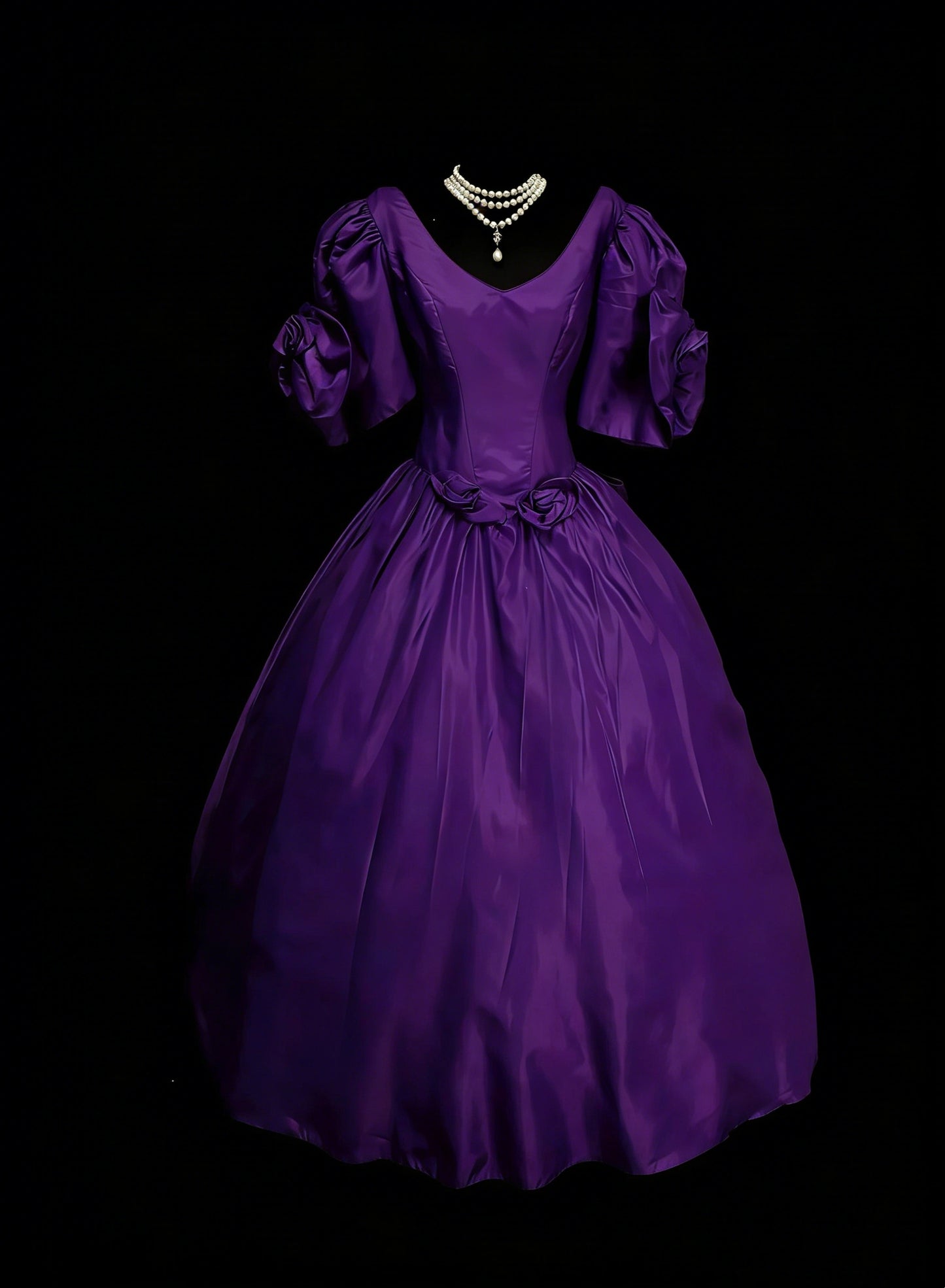 Vintage Prom Dresses Aesthetic 1950s Retro Ball Gown Purple Mid Length Satin Party Dress N2129