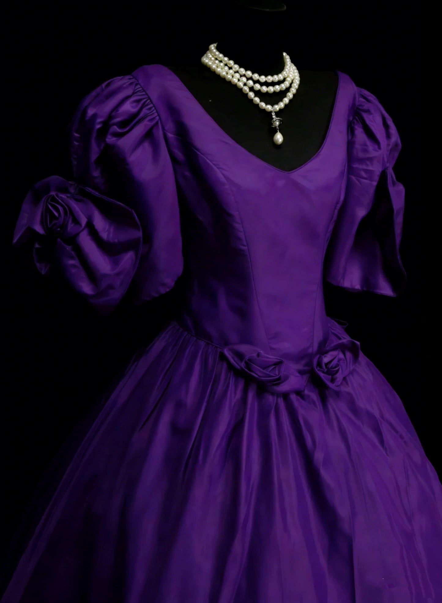 Vintage Prom Dresses Aesthetic 1950s Retro Ball Gown Purple Mid Length Satin Party Dress N2129