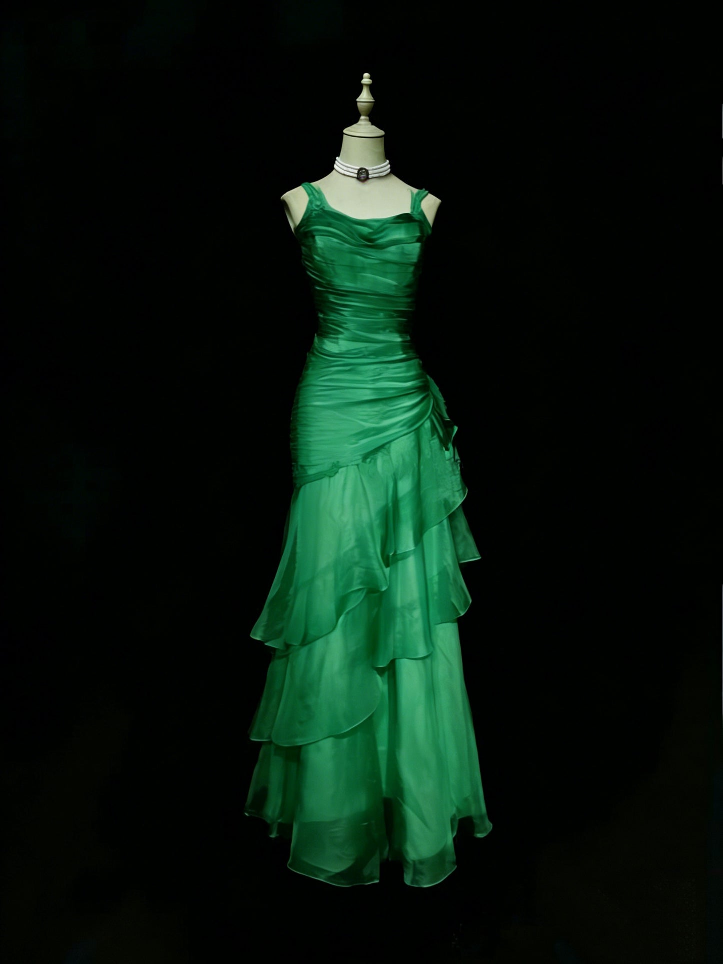 Modest Mermaid Straps Chiffon Red Long Prom Dresses New Long Evening Gowns Formal Dress N1417