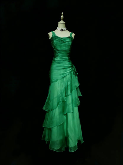 Modest Mermaid Straps Chiffon Red Long Prom Dresses New Long Evening Gowns Formal Dress N1417