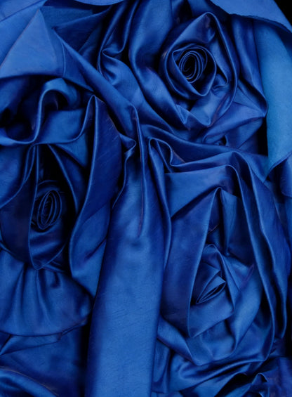 Vintage Ball Gown Strapless Royal Blue Satin With Ruffles 3D Flowers Sweet 16 Dresses Quinceanera Dress Long 15 Vestidos De Fiesta N1454
