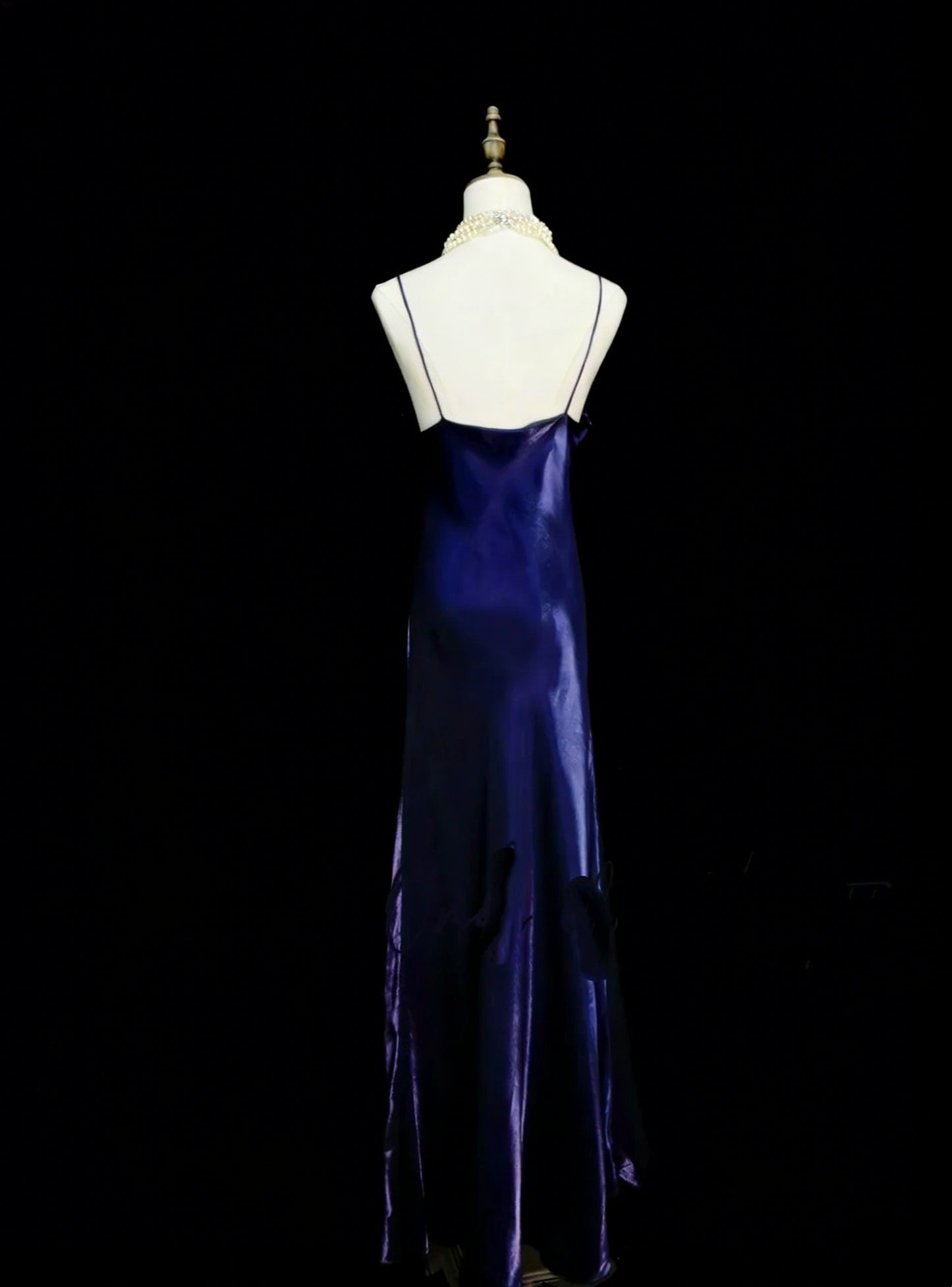 Vintage A Line Spaghetti Strap Royal Blue With 3D Flowers Sleeveless 80s Prom Dresses Long Formal Party Gown N1456