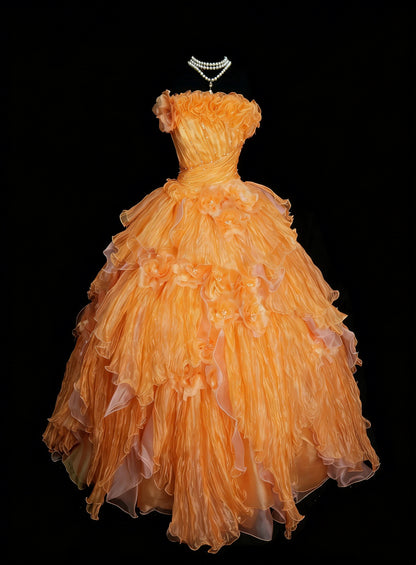 Vintage Ball Gown Strapless Organza Tulle With Ruffles Beaded Sweet 16 Dresses Quinceanera Dress Long 15 Vestidos De Fiesta N1458
