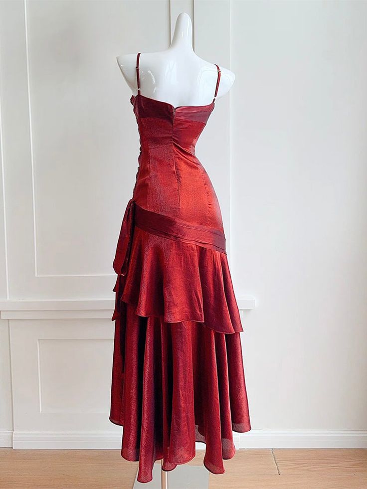 Simple Mermaid Sweetheart Burgundy Prom Dress, Burgundy Party Dress AB954