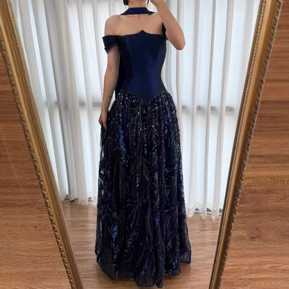Customized Special Occasion Dress Navy Blue Prom Dresses Luxury Dress Sharon Happy Evening Dresses AB1049