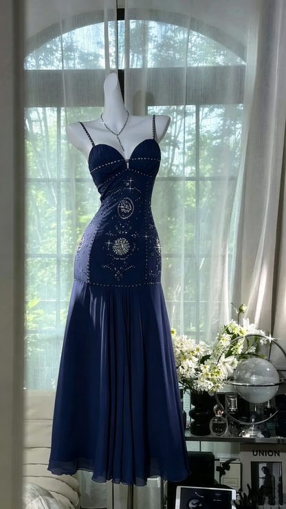 Charming Prom Dresses Mermaid Spaghetti Strap White Chiffon Floor Length Evening Outfits N3562