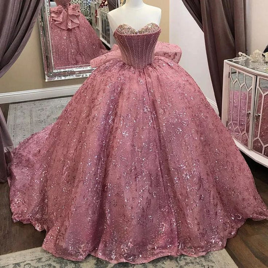 Glittering Luxury Quinceanera Dress Ruffles Ball Gown Sweetheart Vestidos De 15 Anos Formal Party Long Gorgeous Prom Dresses Sweet 16 Dress B274