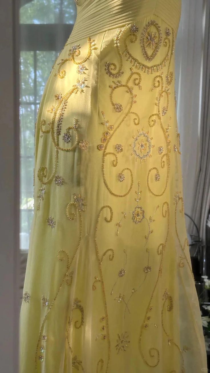Unique Yellow Prom Dresses Long Beaded Open Back Prom Outfit Vestidos De Dia AB517
