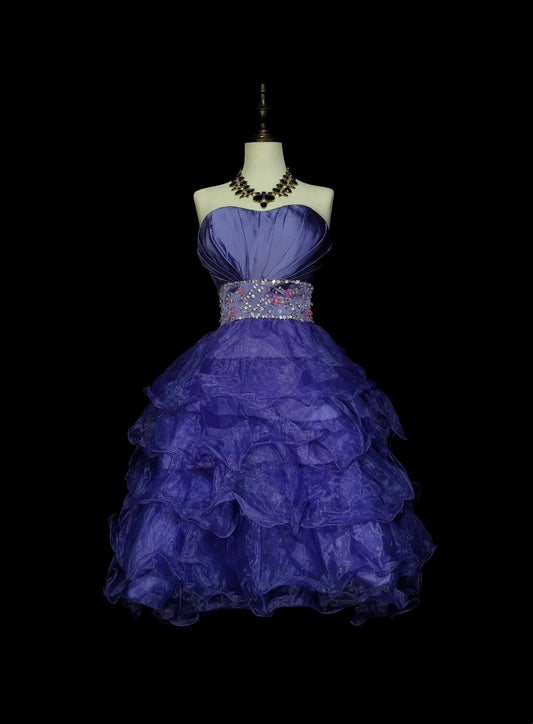 Unique Ball Gown Strapless Royal Blue Tulle Inspo 2000s Hoco Gowns Short Inspo Homecoming Dresses N1357