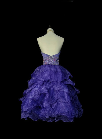 Unique Ball Gown Strapless Royal Blue Tulle Inspo 2000s Hoco Gowns Short Inspo Homecoming Dresses N1357