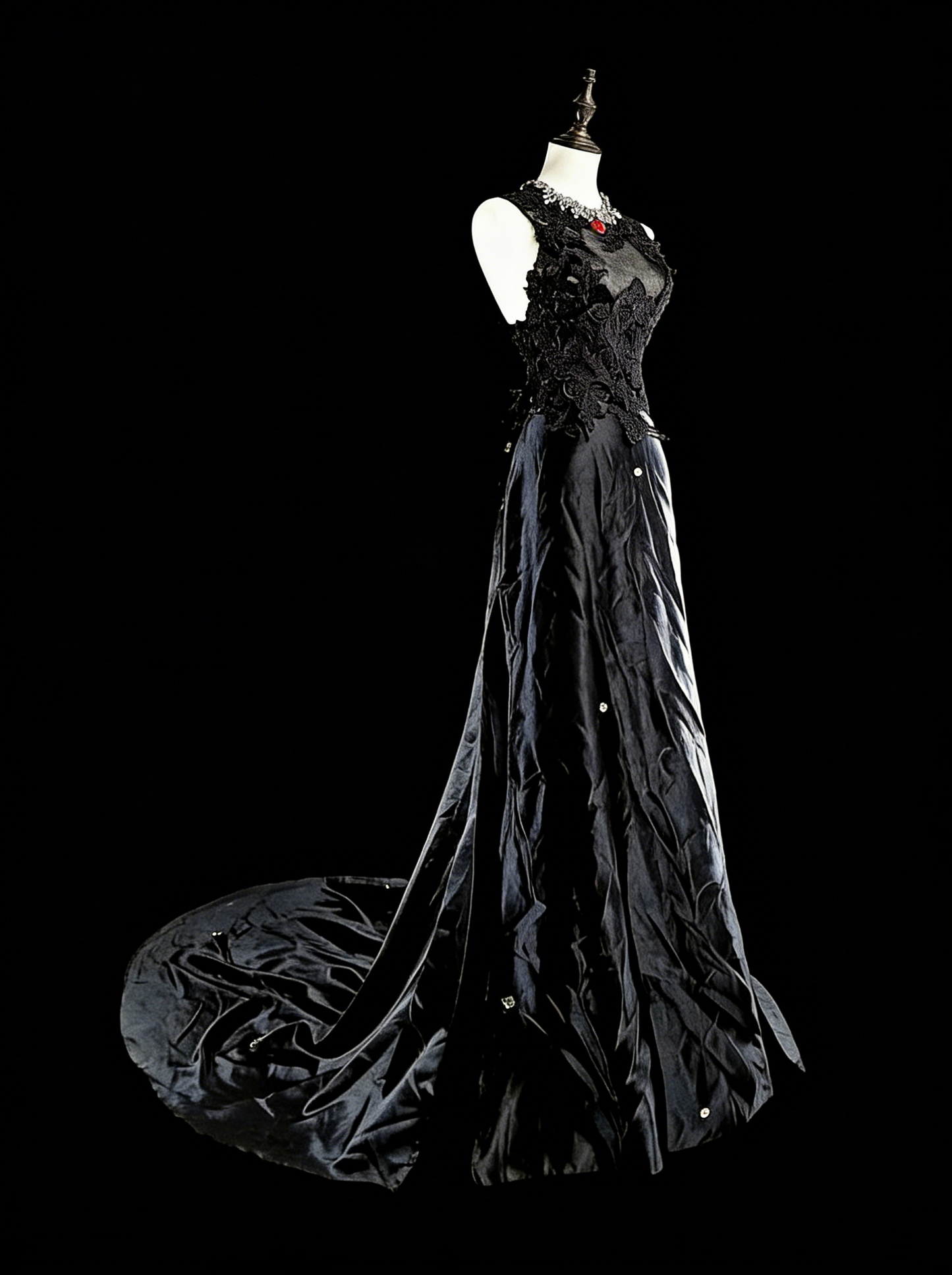 Vintage Prom Dresses Aesthetic A line Scoop Black Satin With Appliques Long Formal Dress N2159