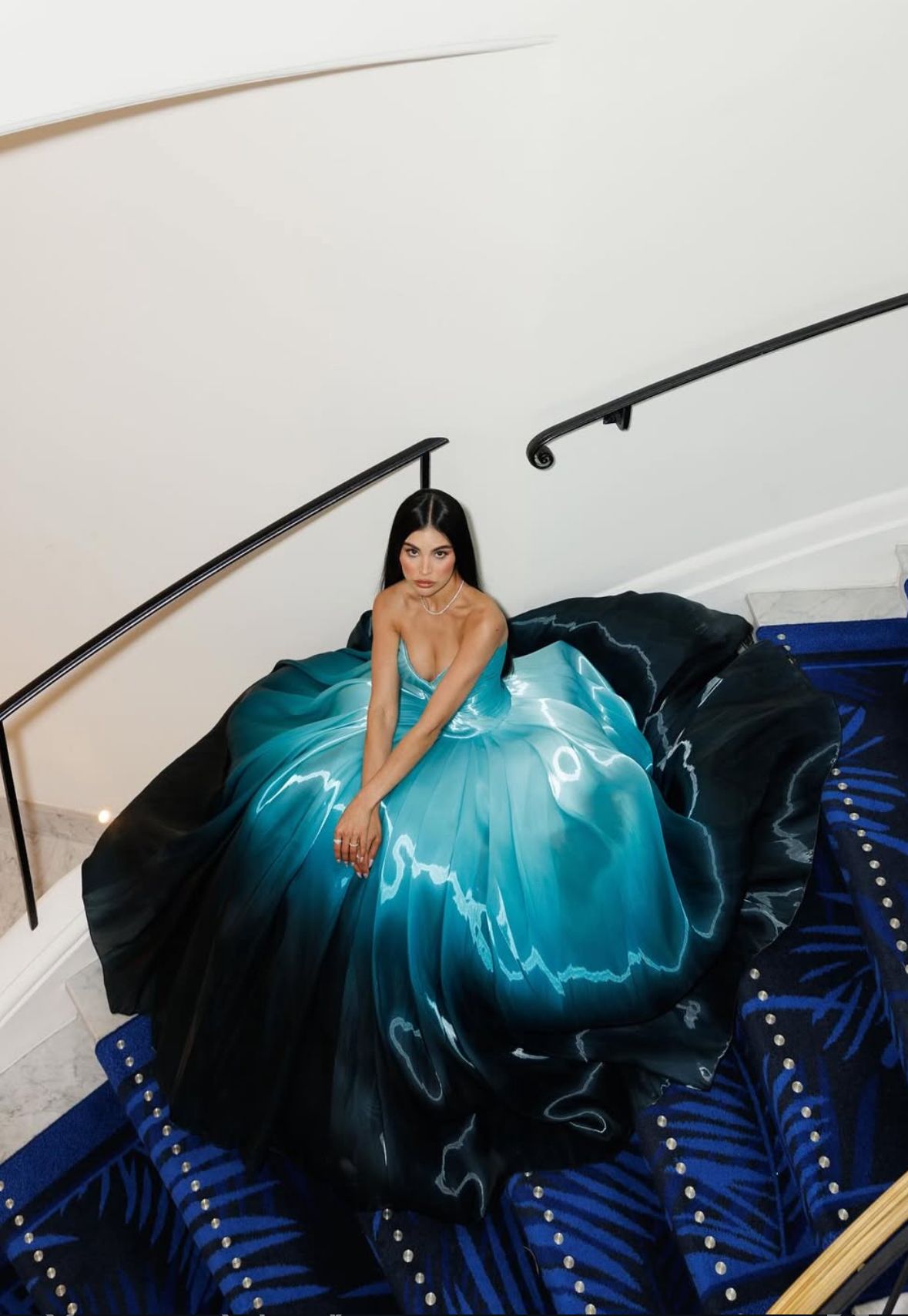 Blue Vintage Fashion Long Prom Dresses Ball Gown Evening Dress For Women AB1461