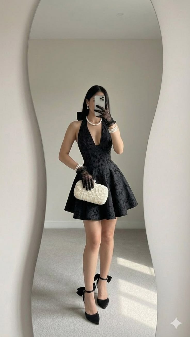 Classy Ball Gown Halter Little Black Dress Short Homecoming Dresses Party Cocktail Hoco Outfits RB8771