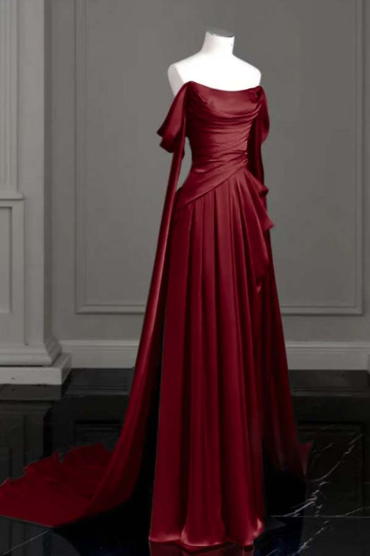 Graceful Mermaid Purple Off the Shoulder Pleats Prom Dress Evening Dresses Party Gowns AB438