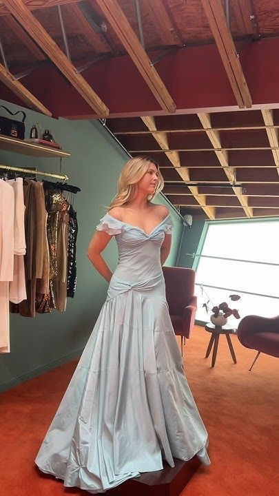 Elegant Mermaid Off The Shoulder Blue Chiffon Long Prom Dresses Evening Gowns Vestidos De Dia AB579