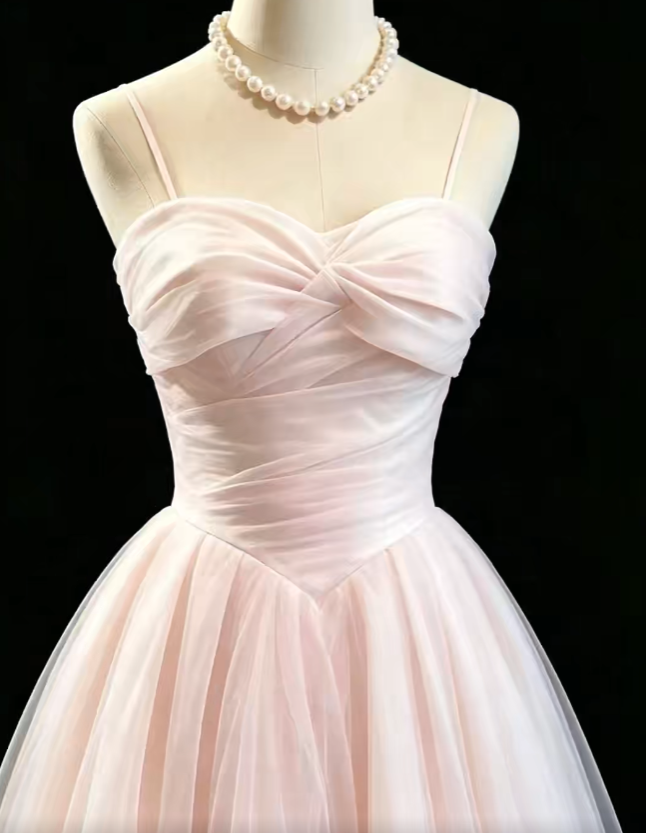 Cute A Line Spaghetti Strap Pink Tulle Tea Length High School Ideas Homecoming Dress Inspo Birthday Dresses Senior Graduation Outfits RB7183