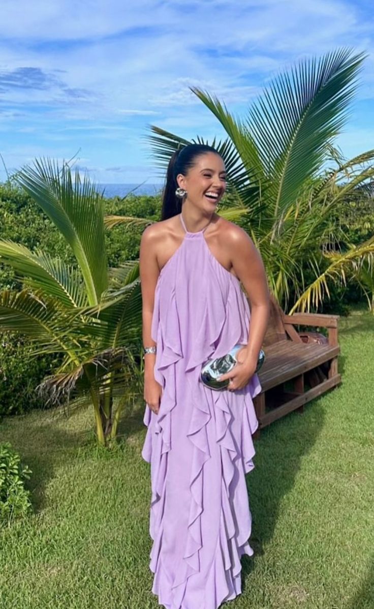 Modest A Line Halter Lilac Chiffon Prom Dresses Inspo Simple Long Prom Gowns AB255