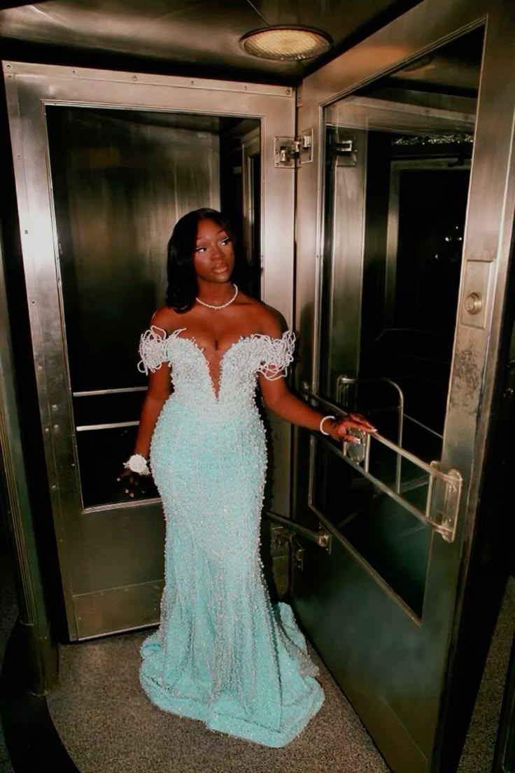 Elegant Formal Prom Dress Floor Length Off Shoulder Mermaid Blue Black Women Girls Evening Gown for Special Occasions RC0178
