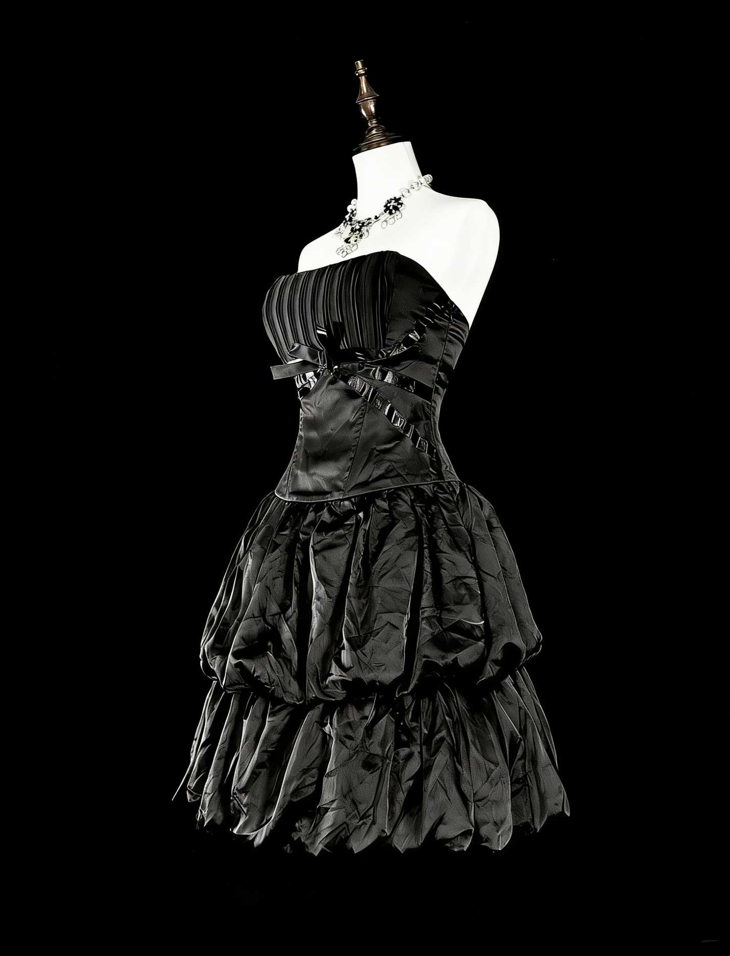 Ball Gown Strapless Black Little Short Mini Party Dress Satin Homecoming Dresses N2159