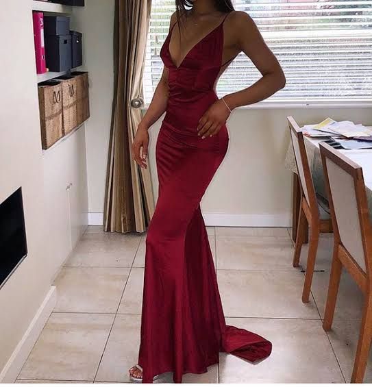 Sexy Mermaid Spaghetti Straps Red Satin Evening For Women Party Dresses Long Formal Prom Dresses 21st Birthday Gowns AB1321