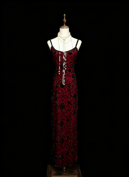Sparkly Mermaid Spaghetti Strap Red Sleeveless Summer Formal For Women Girls Teens Prom Dresses N2239