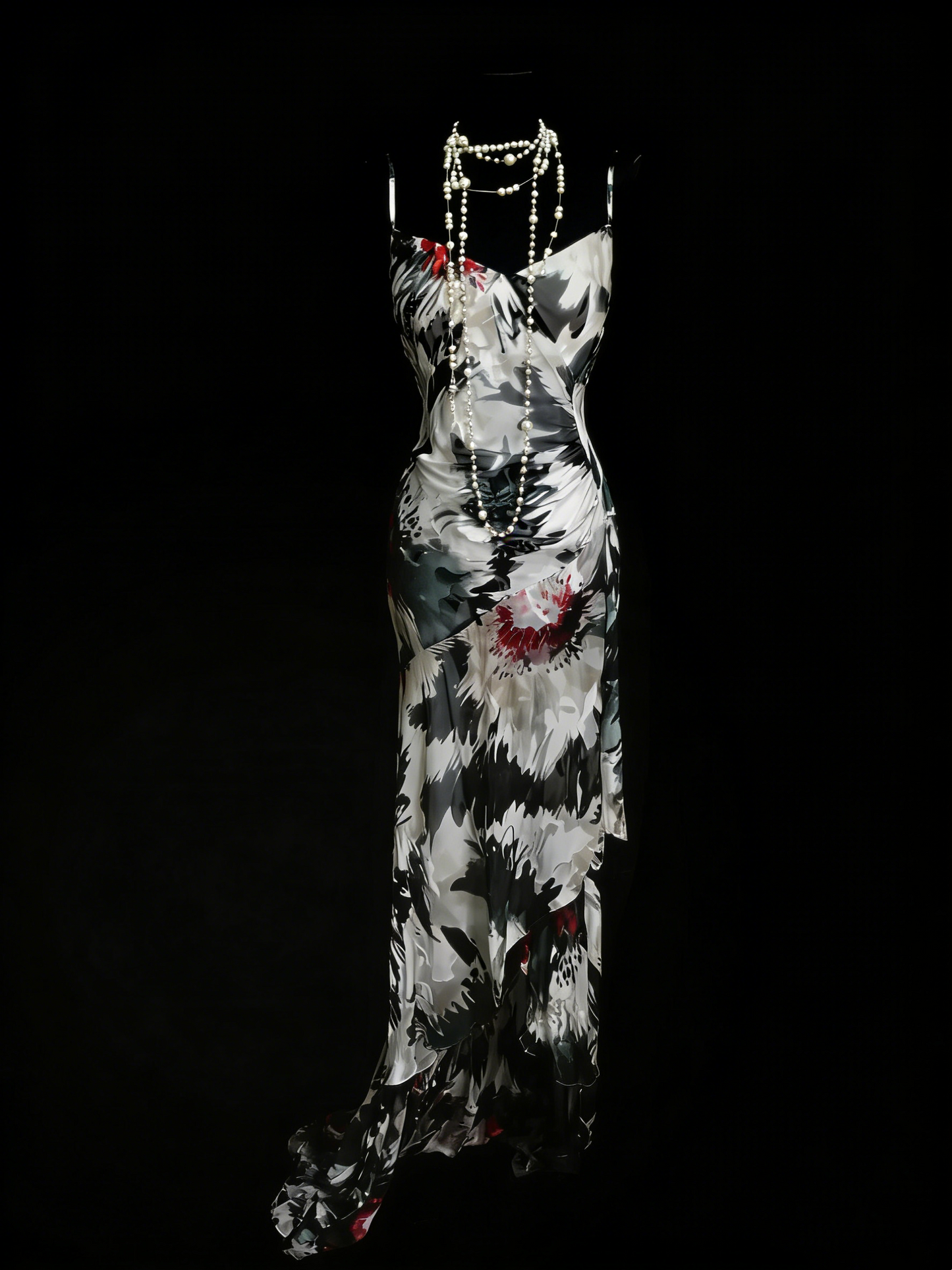Vintage Prom Dresses Aesthetic 1960s Retro Black Floral Mermaid Long Party Dress N2135