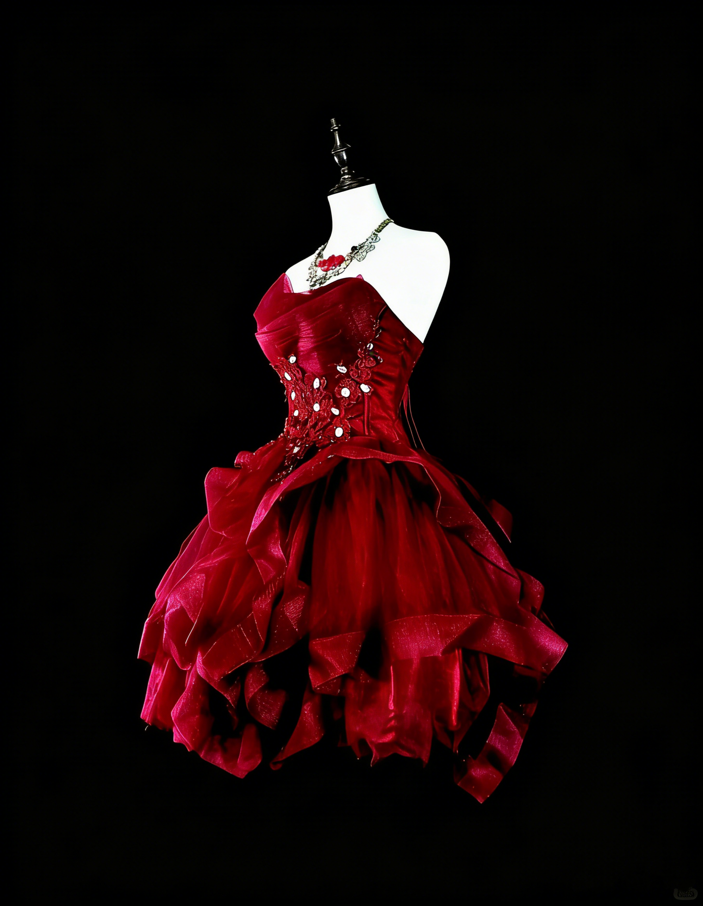 Vintage Ball Gown Strapless Burgundy Short Inspo 2000s Hoco Gowns Inspo Homecoming Dresses N1610