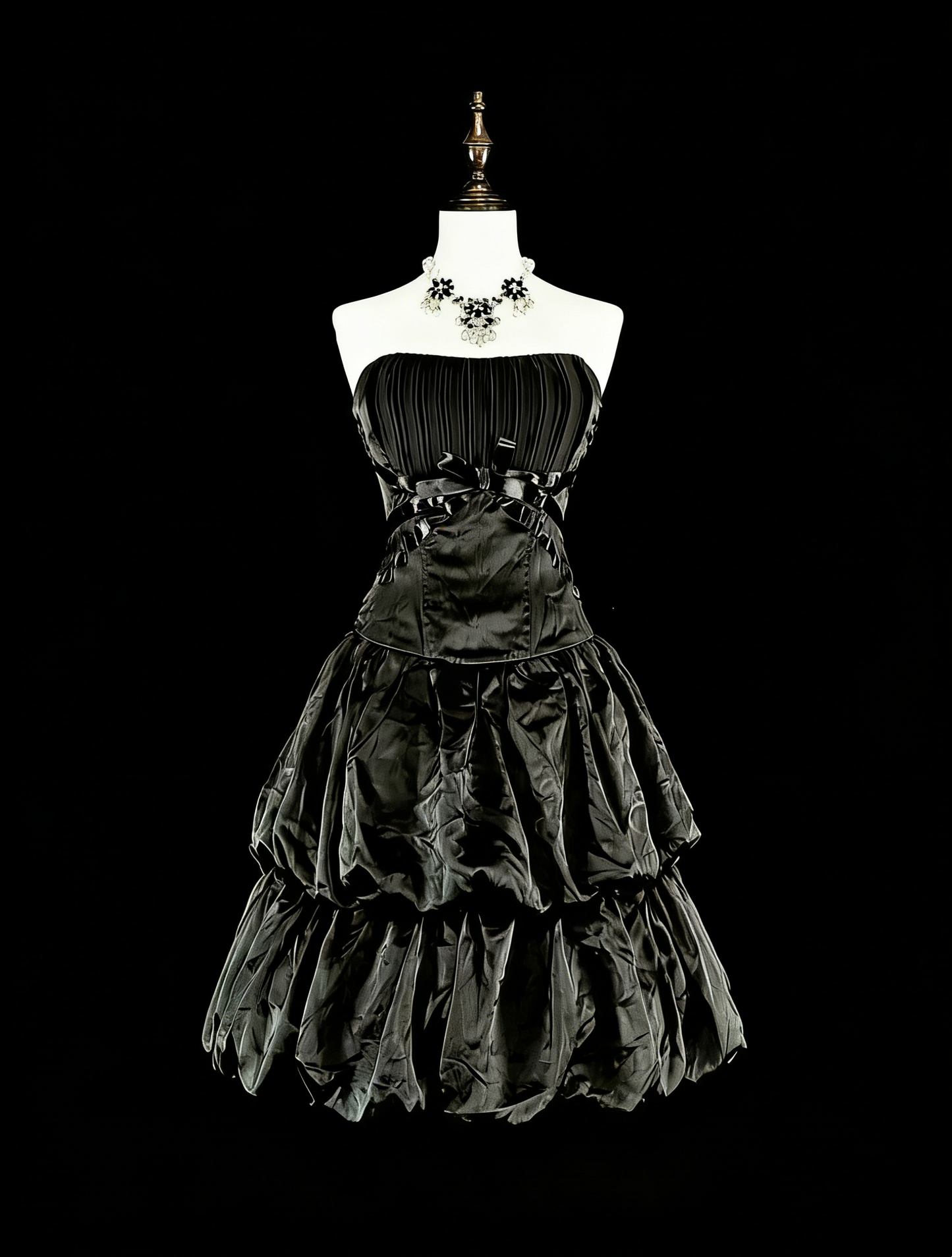 Ball Gown Strapless Black Little Short Mini Party Dress Satin Homecoming Dresses N2159