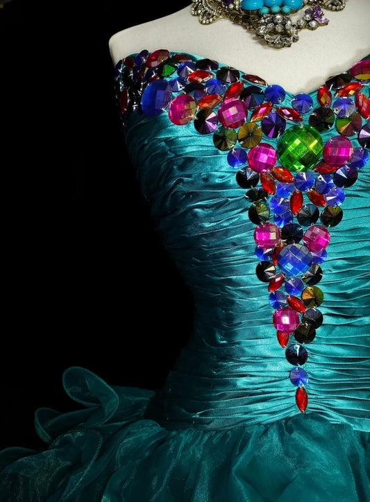 Unique Ball Gown Sweetheart Dark Green Tulle Inspo 2000s Hoco Gowns Short Inspo Homecoming Dresses N1362