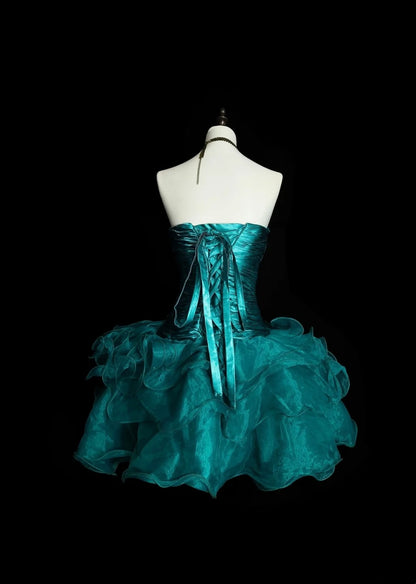 Unique Ball Gown Sweetheart Dark Green Tulle Inspo 2000s Hoco Gowns Short Inspo Homecoming Dresses N1362