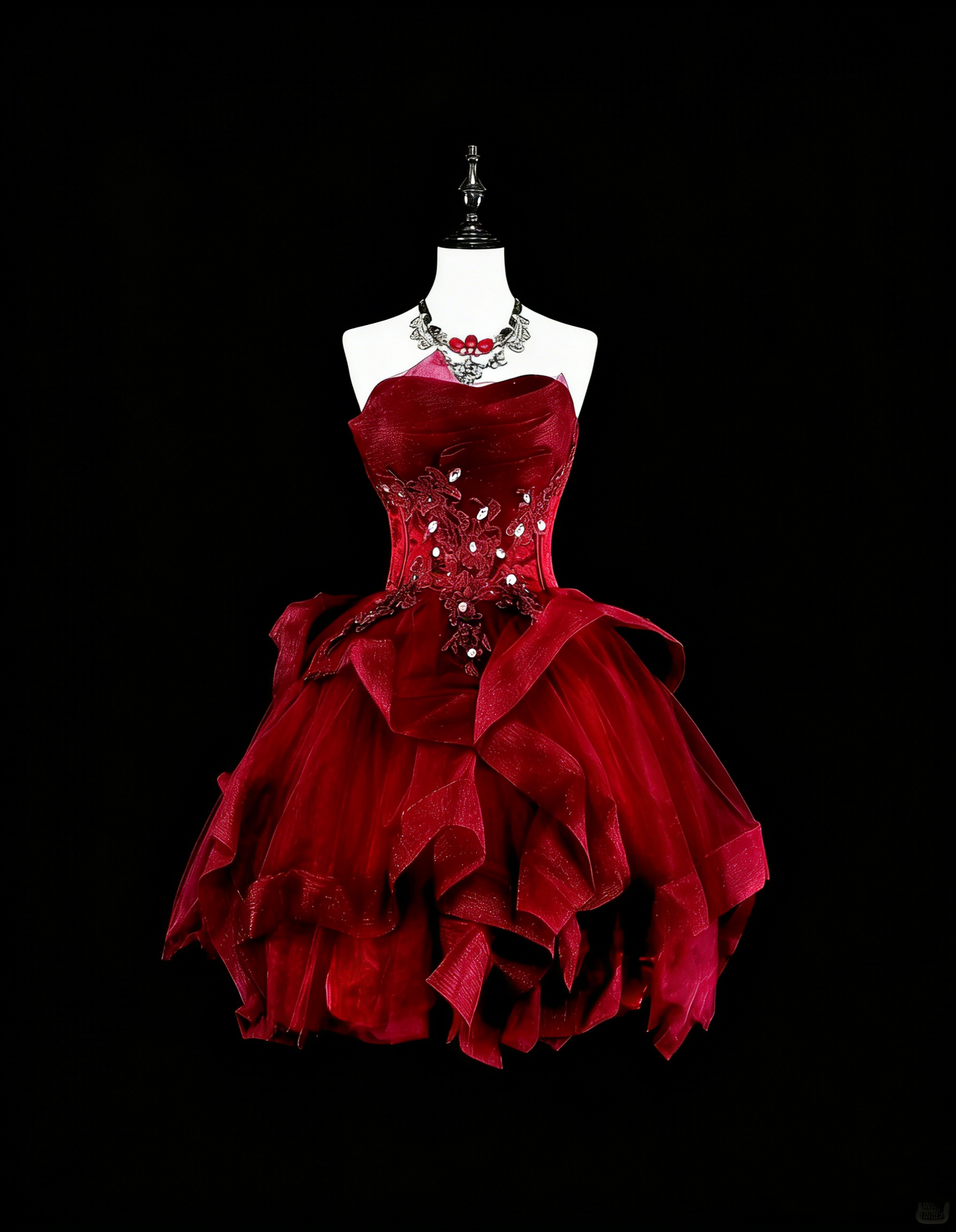 Vintage Ball Gown Strapless Burgundy Short Inspo 2000s Hoco Gowns Inspo Homecoming Dresses N1610